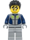 Minifig No: cty1329  Name: Duke DeTain - Stuntz Driver, Dark Blue and Flat Silver Race Suit