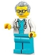 Minifig No: cty1341  Name: Doctor - Male, White Lab Coat with Stethoscope, Medium Azure Scrubs, Light Bluish Gray Hair, Glasses