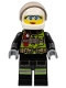 Minifig No: cty1355  Name: Fire - Reflective Stripes with Utility Belt and Flashlight, White Helmet, Trans-Brown Visor, Safety Glasses, Peach Lips Closed Mouth Smile