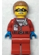 Minifig No: cty1377  Name: Police - Crook Hacksaw Hank, Red Jacket with Prison Shirt and I.D. Tag