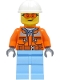 Minifig No: cty1404  Name: Construction Worker - Male, Orange Safety Jacket, Reflective Stripe, Sand Blue Hoodie, Bright Light Blue Legs, White Construction Helmet, Safety Glasses