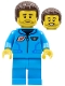 Minifig No: cty1412  Name: Lunar Research Astronaut - Male, Dark Azure Jumpsuit, Dark Brown Coiled Hair, Stubble