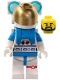 Minifig No: cty1414  Name: Lunar Research Astronaut - Male, White and Dark Azure Suit, White Helmet, Metallic Gold Visor, Backpack Lights, Beard