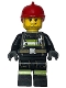 Minifig No: cty1416  Name: Fire - Reflective Stripes with Utility Belt, Red Fire Helmet, Male Smirk