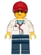 Minifig No: cty1418  Name: Personal Trainer - Female, Red Ball Cap with Reddish Brown Ponytail