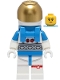 Minifig No: cty1423  Name: Lunar Research Astronaut - Female, White and Dark Azure Suit, White Helmet, Metallic Gold Visor, Peach Lips Smile