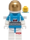 Minifig No: cty1424  Name: Lunar Research Astronaut - Male, White and Dark Azure Suit, White Helmet, Metallic Gold Visor, Backpack Clips, Open Mouth Smile