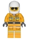 Minifig No: cty1433  Name: Fire - Reflective Stripes, Bright Light Orange Suit, White Helmet, Sunglasses