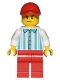 Minifig No: cty1434  Name: Hot Dog Vendor - Red Legs and Cap, Sweat Drops