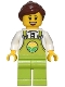 Minifig No: cty1437  Name: Farmer - Female, Lime Overalls over White Shirt, Lime Legs, Reddish Brown Hair, Freckles