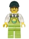 Minifig No: cty1438  Name: Farmer Horace - Lime Overalls over White Shirt, Lime Legs, Dark Green Cap, Dark Tan Moustache and Sideburns