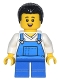 Minifig No: cty1443  Name: Farmer - Boy, Blue Overalls over V-Neck Shirt, Blue Short Legs, Black Coiled Hair, Freckles and Small Open Smile