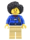 Minifig No: cty1445  Name: Wildlife Rescue Ranger - Female, Blue Shirt with 'RESCUE' on Back, Tan Legs, Black Coiled Hair (Maya)