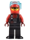 Minifig No: cty1448  Name: Police - Crook, Female, Red and Pearl Dark Gray Diving Suit, Black Flippers, Red Helmet and Air Tanks, Trans-Light Blue Diver Mask (Betsy Bass)