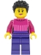 Minifig No: cty1463  Name: Car Driver - Female, Dark Pink Sweater, Dark Purple Legs, Black Hair