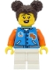 Minifig No: cty1469  Name: Passenger - Female, Dark Azure Sports Jacket, White Medium Legs, Dark Brown Hair