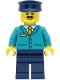 Minifig No: cty1471  Name: Train Driver - Male, Dark Turquoise Shirt, Dark Blue Legs and Hat