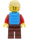 Minifig No: cty1473  Name: Passenger - Male, Red Plaid Flannel Shirt, Reddish Brown Legs, Tan Hair, Dark Azure Backpack