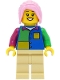 Minifig No: cty1474  Name: Passenger - Female, Blue Shirt, Tan Legs, Bright Pink Hair