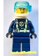 Minifig No: cty1477  Name: Police - City Officer Dark Blue Diving Suit with Bright Light Yellow Harness, Flippers, White Helmet and Air Tanks, Scuff Mark