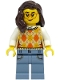 Minifig No: cty1492  Name: Passenger - Female, Tan Vest, Sand Blue Legs with Pockets, Dark Brown Hair
