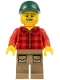 Lot ID: 334601267  Minifig No: cty1512  Name: Forklift Driver - Male, Red Plaid Flannel Shirt, Dark Tan Legs with Pockets, Dark Green Cap