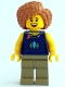 Minifig No: cty1523  Name: Female, Dark Blue Top with Trees and Necklace, Olive Green Legs, Medium Nougat Hair