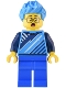 Minifig No: cty1541  Name: Gaming Tournament Participant - Male, Dark Azure T-Shirt with Sword, Blue Legs, Dark Azure Hair