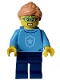 Minifig No: cty1562  Name: Police - City Officer in Training Female, Medium Blue Shirt with Badge, Dark Blue Legs, Nougat Hair, Glasses