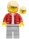 Minifig No: cty1581  Name: Stuntz Photographer - Male, Red Jacket over White Shirt, Light Bluish Gray Legs, Tan Hair, Glasses