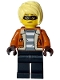 Minifig No: cty1586  Name: Police - City Bandit Crook Female, Dark Orange Jacket, Black Legs, Bright Light Yellow Hair