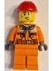 Minifig No: cty1604  Name: Construction Worker - Male, Orange Safety Jacket, Reflective Stripe, Sand Blue Hoodie, Orange Legs, Red Construction Helmet