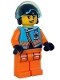 Minifig No: cty1610  Name: Arctic Explorer Pilot - Female, Medium Azure Jacket, Name Badge, Dark Blue Helmet, Trans-Light Blue Visor