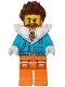 Minifig No: cty1612  Name: Arctic Explorer Captain - Male, Medium Azure Jacket, White Fur Collar, Reddish Brown Hair, Dark Orange Beard