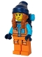 Minifig No: cty1614  Name: Arctic Explorer - Female, Orange Jacket, Dark Orange Braids with Dark Blue Beanie, Freckles, Backpack