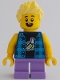 Minifig No: cty1615  Name: Child - Boy, Flannel Vest over Shirt with Banana, Medium Lavender Short Legs, Bright Light Yellow Spiked Hair