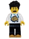 Minifig No: cty1625  Name: Rollerskater - Male, White Hoodie with Gold 'CITY', Black Legs, Pearl Gold Roller Skates