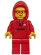 Minifig No: cty1627  Name: Mountain Bike Cyclist - Male, Red Tracksuit / Hoodie, Safety Glasses