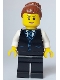 Minifig No: cty1652  Name: Hotel Receptionist - Female, Black Jacket with Tie, Black Legs, Reddish Brown Hair