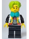 Minifig No: cty1653  Name: DJ - Male, White Jacket, Black Legs, Lime Hair, Dark Turquoise Headphones (Bytz)