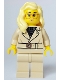 Minifig No: cty1654  Name: Tourist - Female, Tan Jacket and Legs, Bright Light Yellow Hair, Glasses