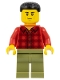 Minifig No: cty1675  Name: Plane Passenger - Male, Red Plaid Flannel Shirt, Olive Green Legs, Black Short Hair