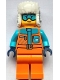 Minifig No: cty1690  Name: Arctic Explorer - Female, Orange Jacket, Dark Blue Ushanka Hat, Medium Azure Goggles