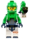 Minifig No: cty1698  Name: Astronaut - Female, White Spacesuit with Bright Green Arms, Bright Green Helmet, Trans-Clear Visor, Bright Green Harness with Solar Panel, Open Mouth