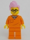 Minifig No: cty1702  Name: Police - City Jail Prisoner Female, Orange Prison Jumpsuit, Bright Pink Hair, Black Glasses