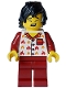 Minifig No: cty1717  Name: Fire - Male, White Jacket with Flames, Dark Red Legs, Black Tousled Hair
