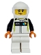 Minifig No: cty1718  Name: Race Car Driver - Female, White, Black and Lime Racing Suit, White Legs and Helmet