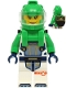 Minifig No: cty1753  Name: Astronaut - Female, White Spacesuit with Bright Green Arms, Bright Green Helmet, Trans-Clear Visor, Bright Green Harness with Solar Panel, Closed Mouth