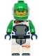 Minifig No: cty1763  Name: Astronaut - Male, White Spacesuit with Bright Green Arms, Bright Green Helmet, Trans-Clear Visor