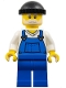 Minifig No: cty1799  Name: Fisherman - Black Knit Cap, Blue Overalls